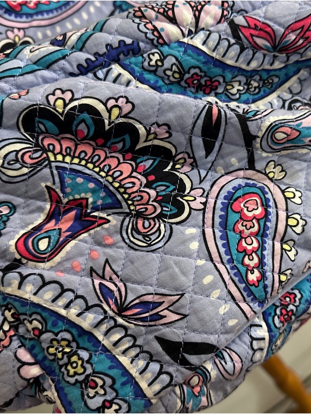 Vera Bradley Quilted Paisley Light Blue Purple Backpack Granola School Baby Bag - Picture 12 of 15